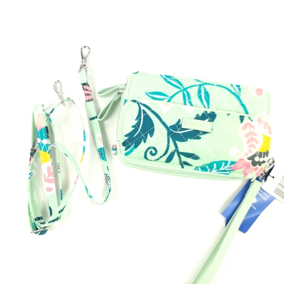 Vera Bradley All In One Crossbody Bag Mint Flower - Picture 4 of 6